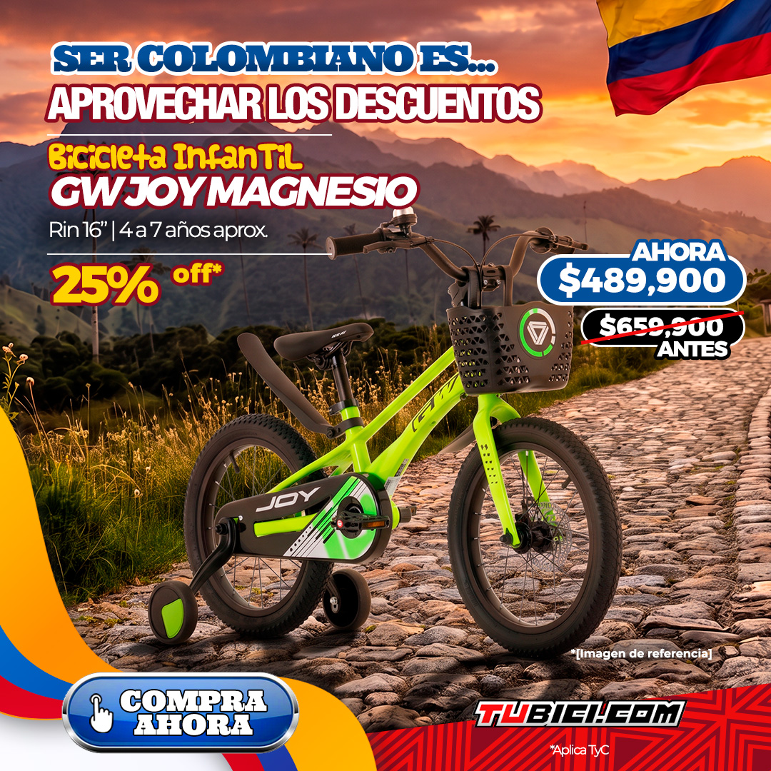 BICICLETA INFANTIL GW JOY MAGNESIO RIN16″ 1VEL- NIÑO/NIÑA