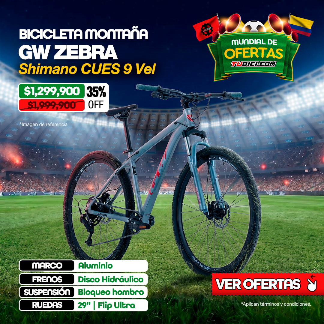 BICICLETA MTB GW ZEBRA RIN29″ SHIMANO CUES 9VEL