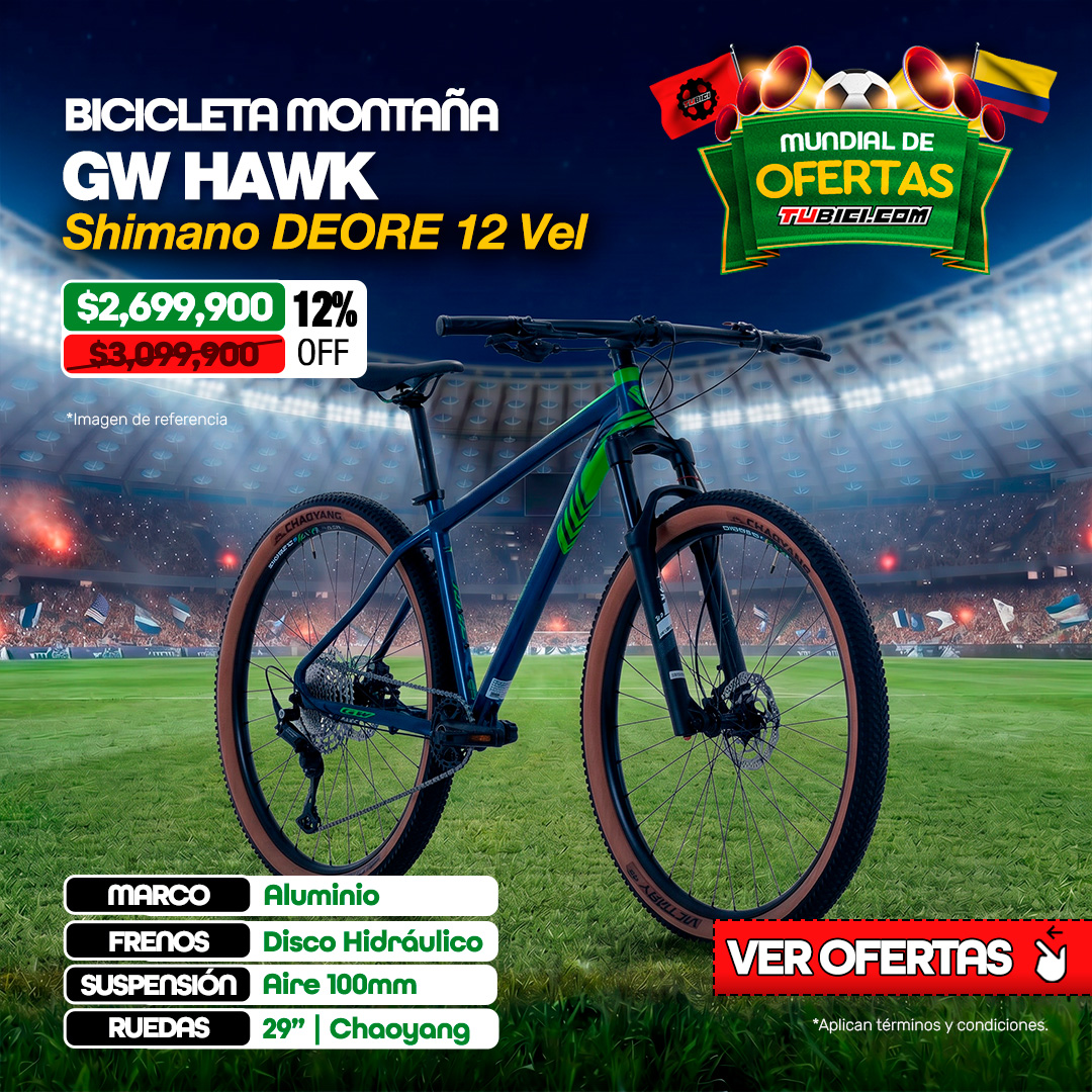 BICICLETA MTB GW HAWK RIN29" SHIMANO DEORE 12 VEL