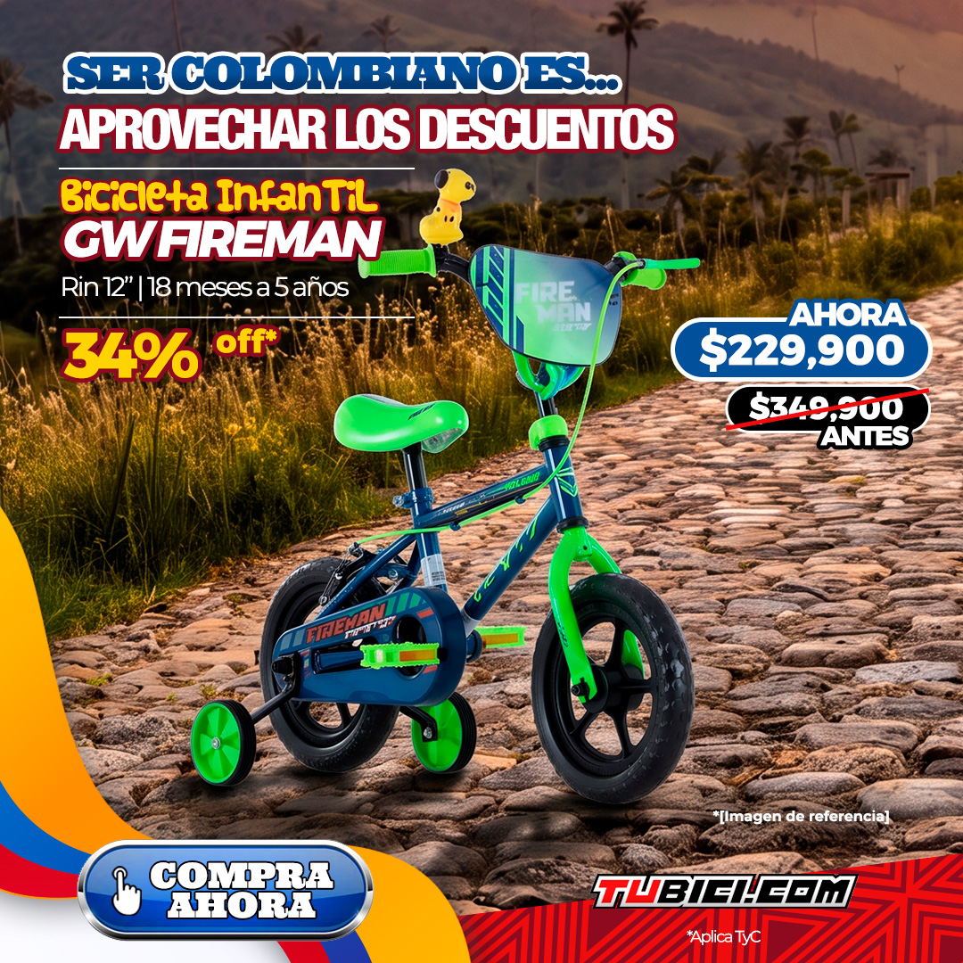 BICICLETA INFANTIL GW FIREMAN RIN12″ (18 Meses a 5 años)