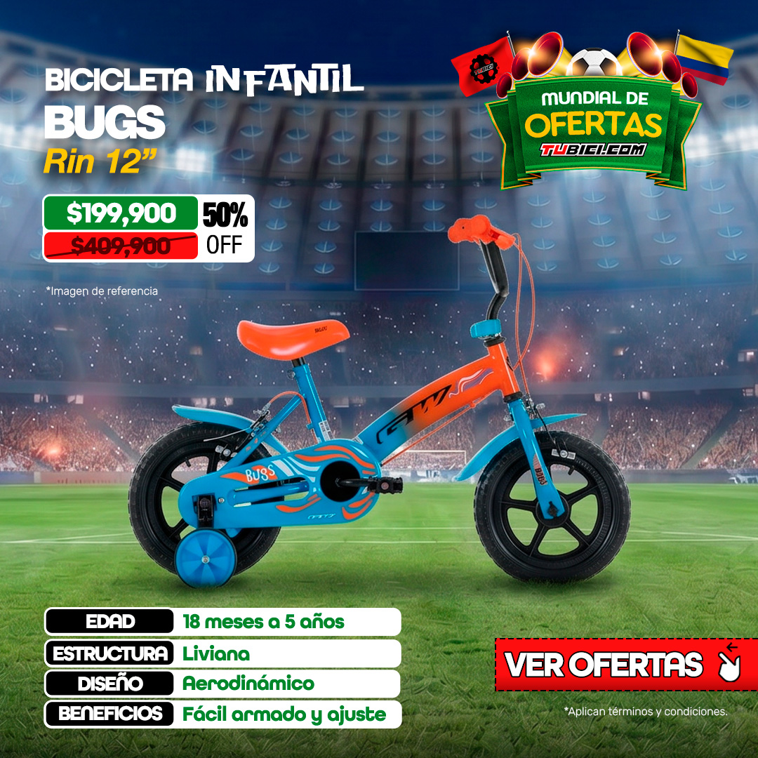 BICICLETA INFANTIL GW BUGS RIN12" (18 Meses a 5 años)