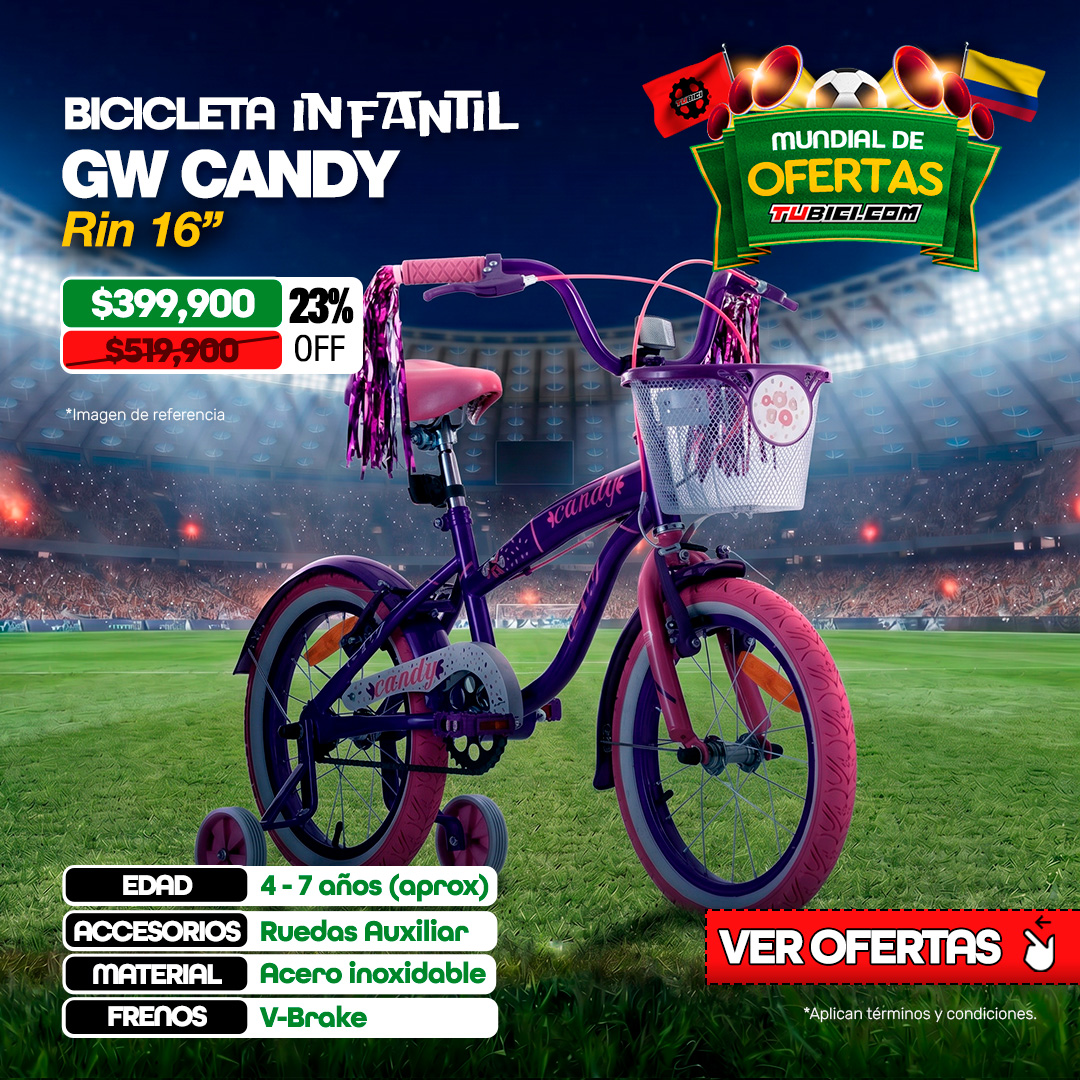 BICICLETA INFANTIL GW CANDY RIN16" | ACERO RESISTENTE