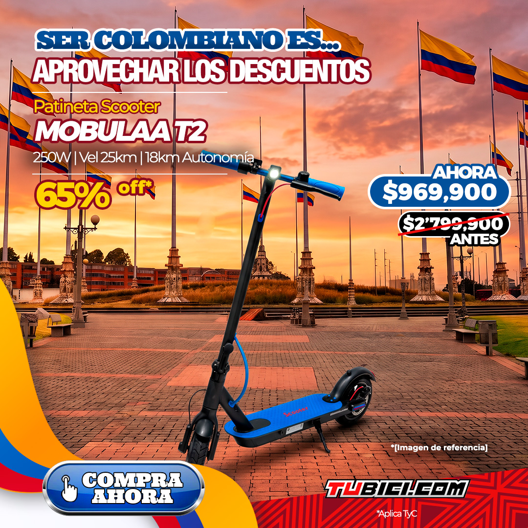 Patineta Eléctrica Mobulaa Scooter T2 | Motor 250W | Plegable | Batería de Litio